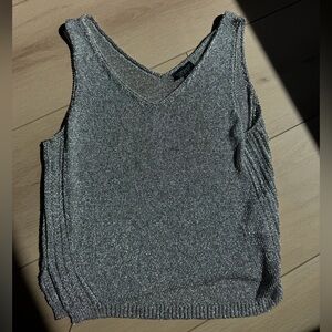 Topshop Metallic Silver Knit Tank Top